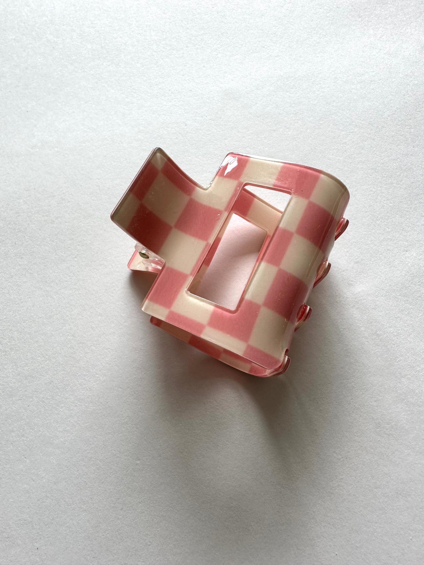 Pink Checkered Claw Clip