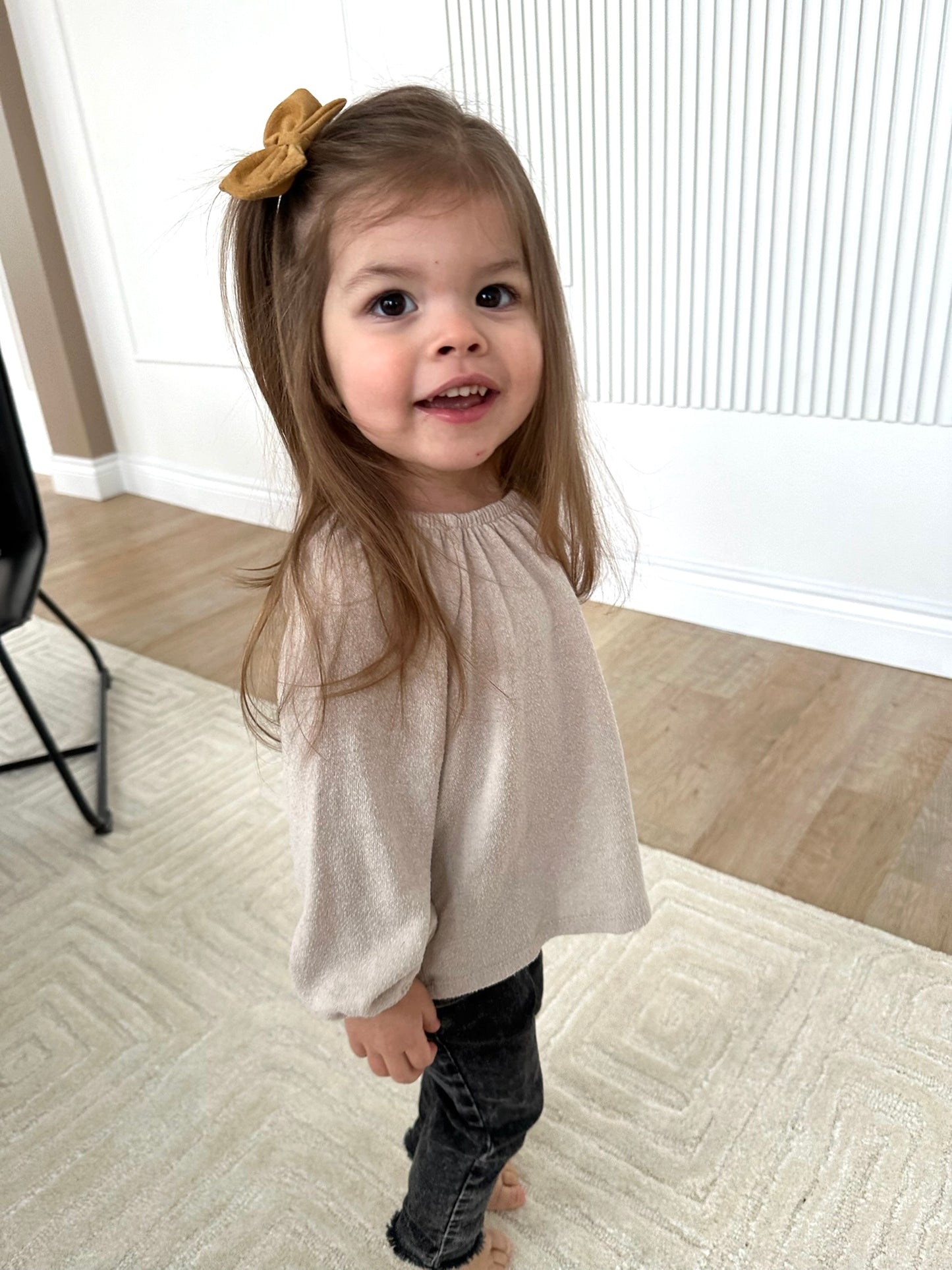 Mustard Suede Hair Bow - Child Size