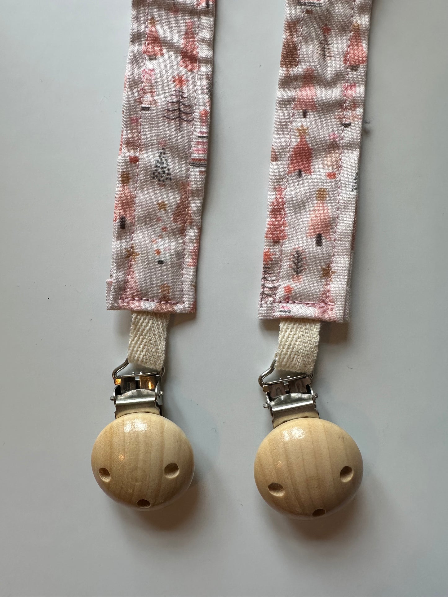 Pink Christmas Tree Pacifier clip