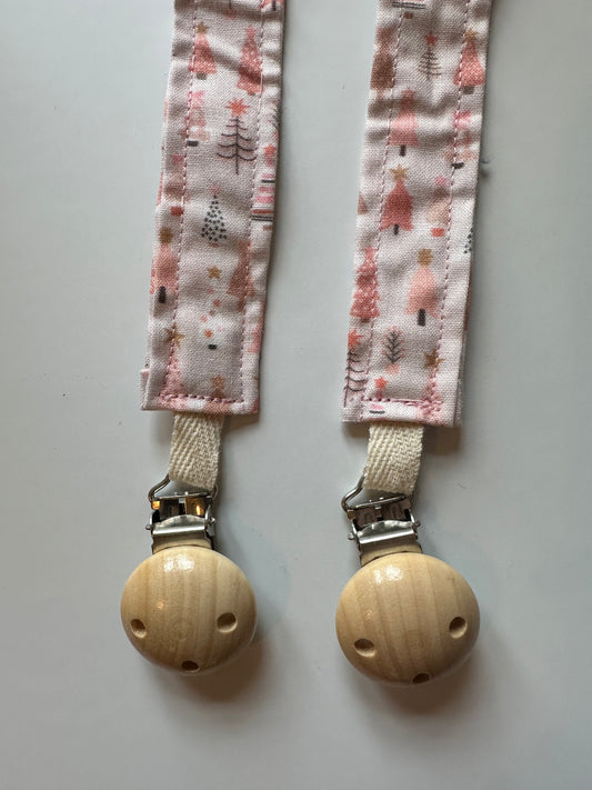 Pink Christmas Tree Pacifier clip