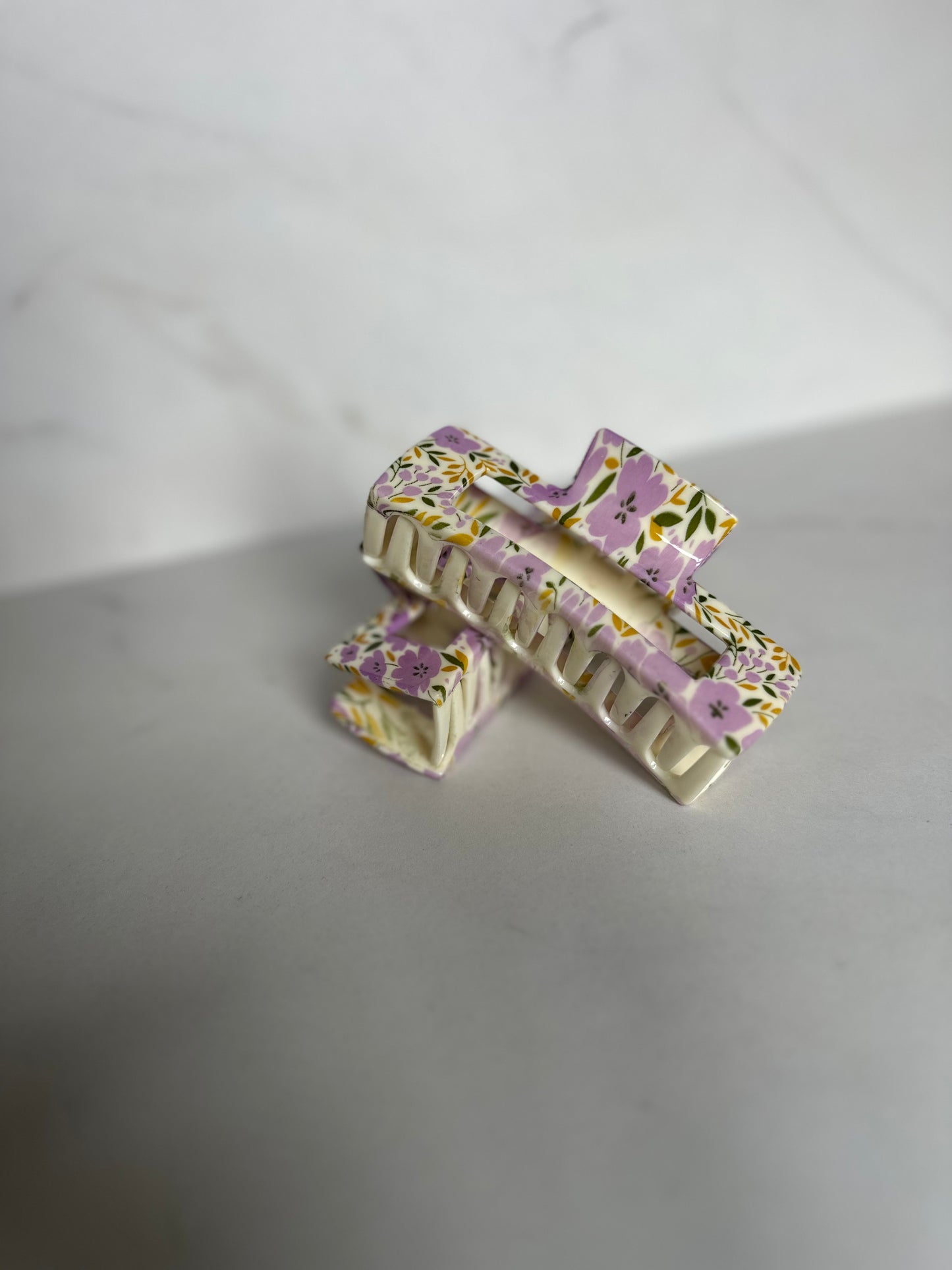 Purple Floral Claw Clip
