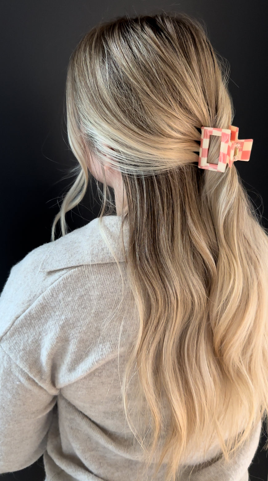 Pink Checkered Claw Clip