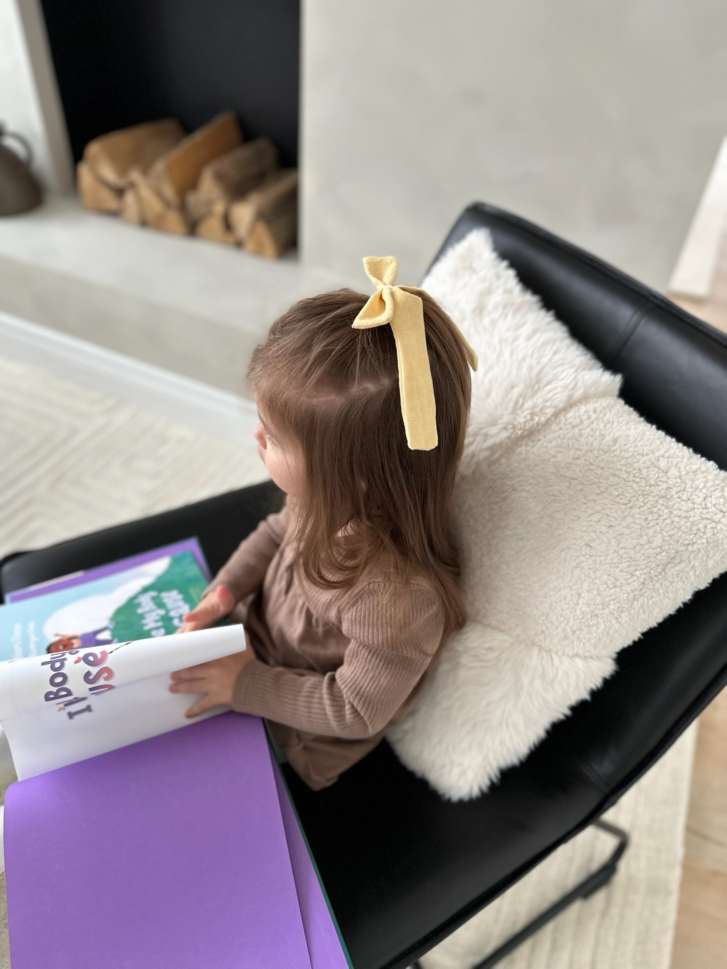 Yellow Corduroy Hair Bow- Child size