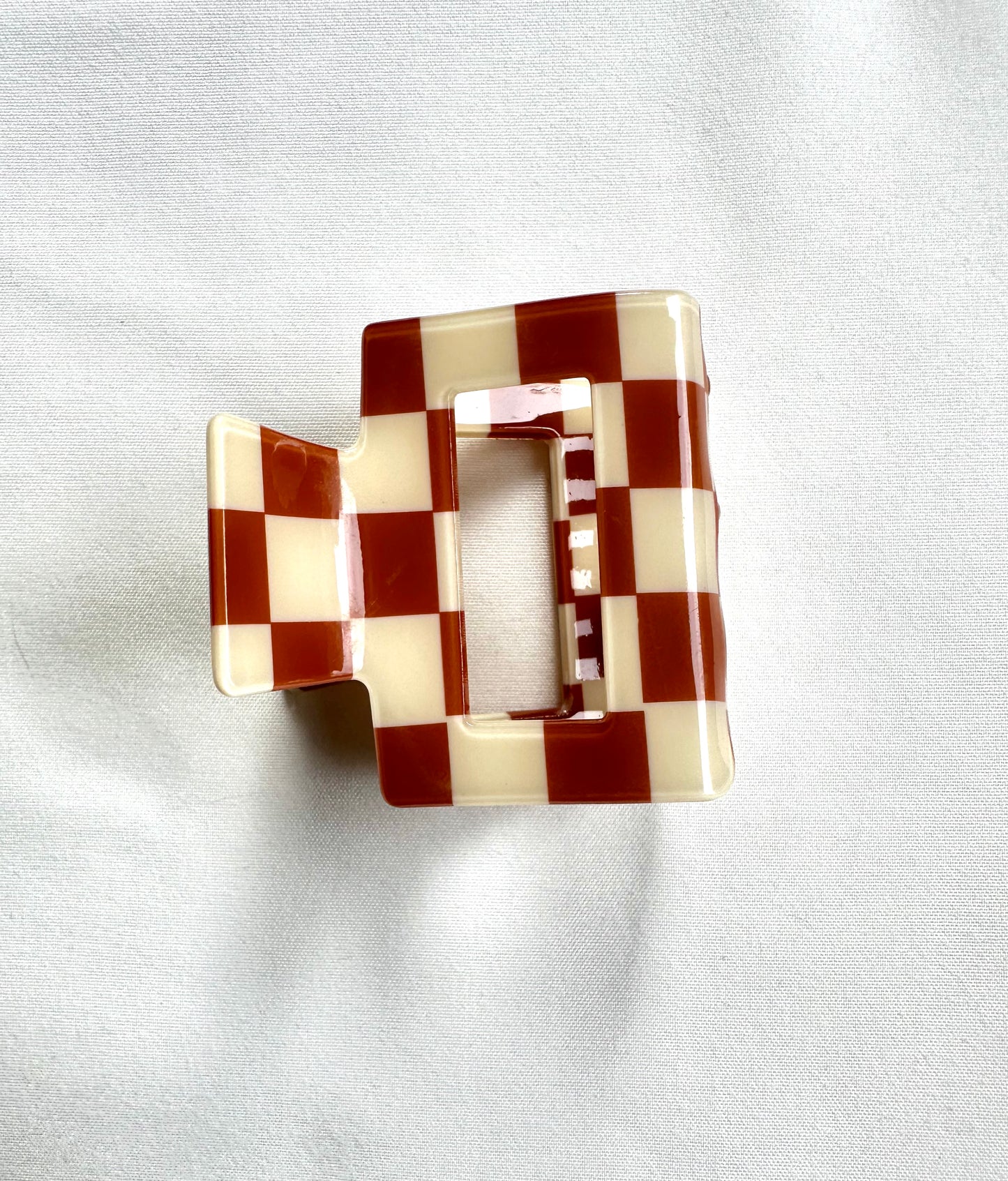 Brown Checkered Claw Clip
