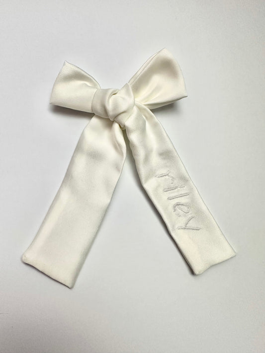 Flower Girl Embroidered Bow