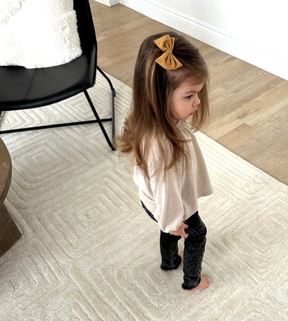 Mustard Suede Hair Bow - Child Size