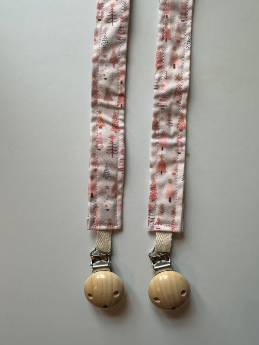 Pink Christmas Tree Pacifier clip