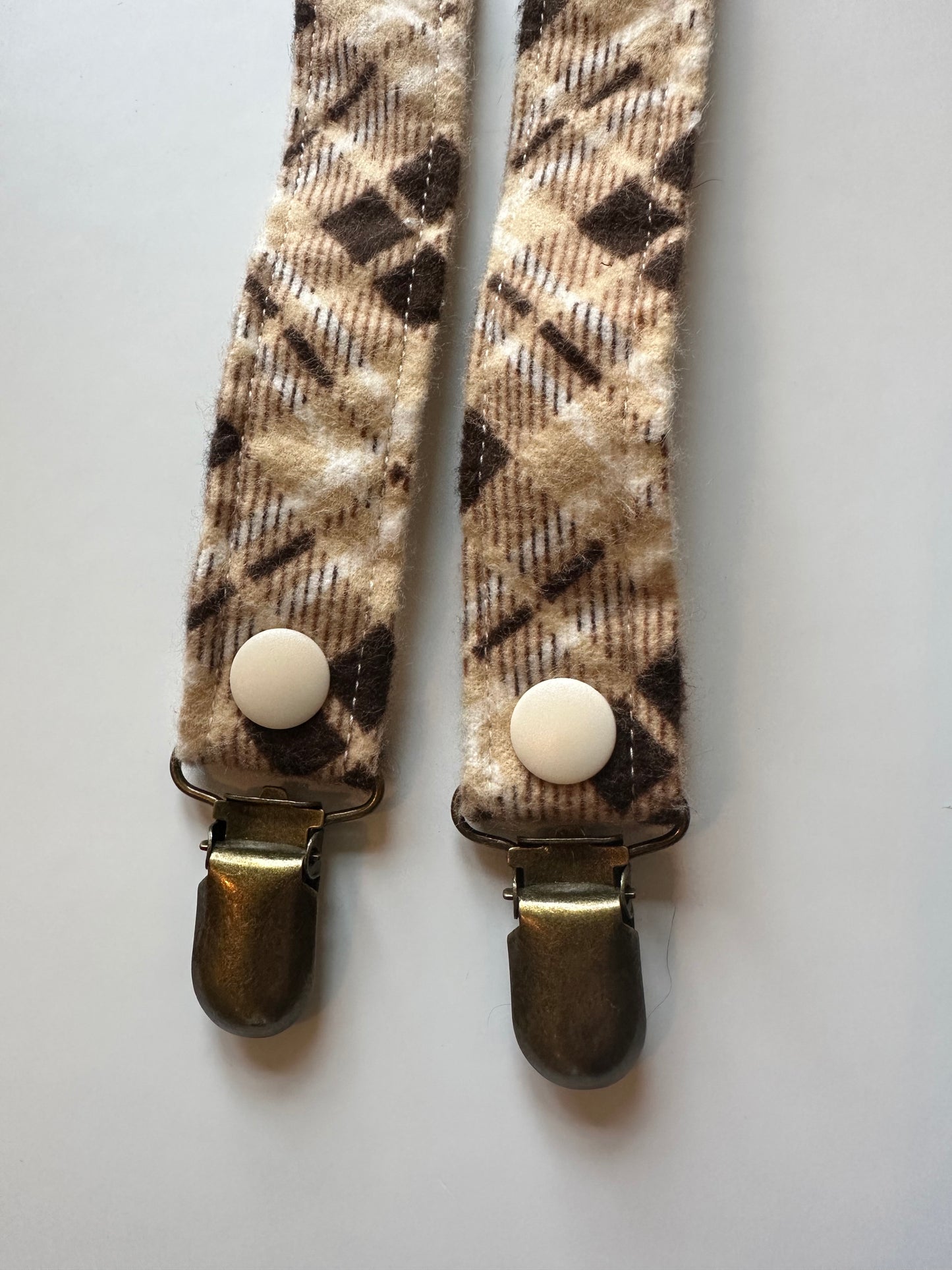 Brown Plaid Pacifier Clip