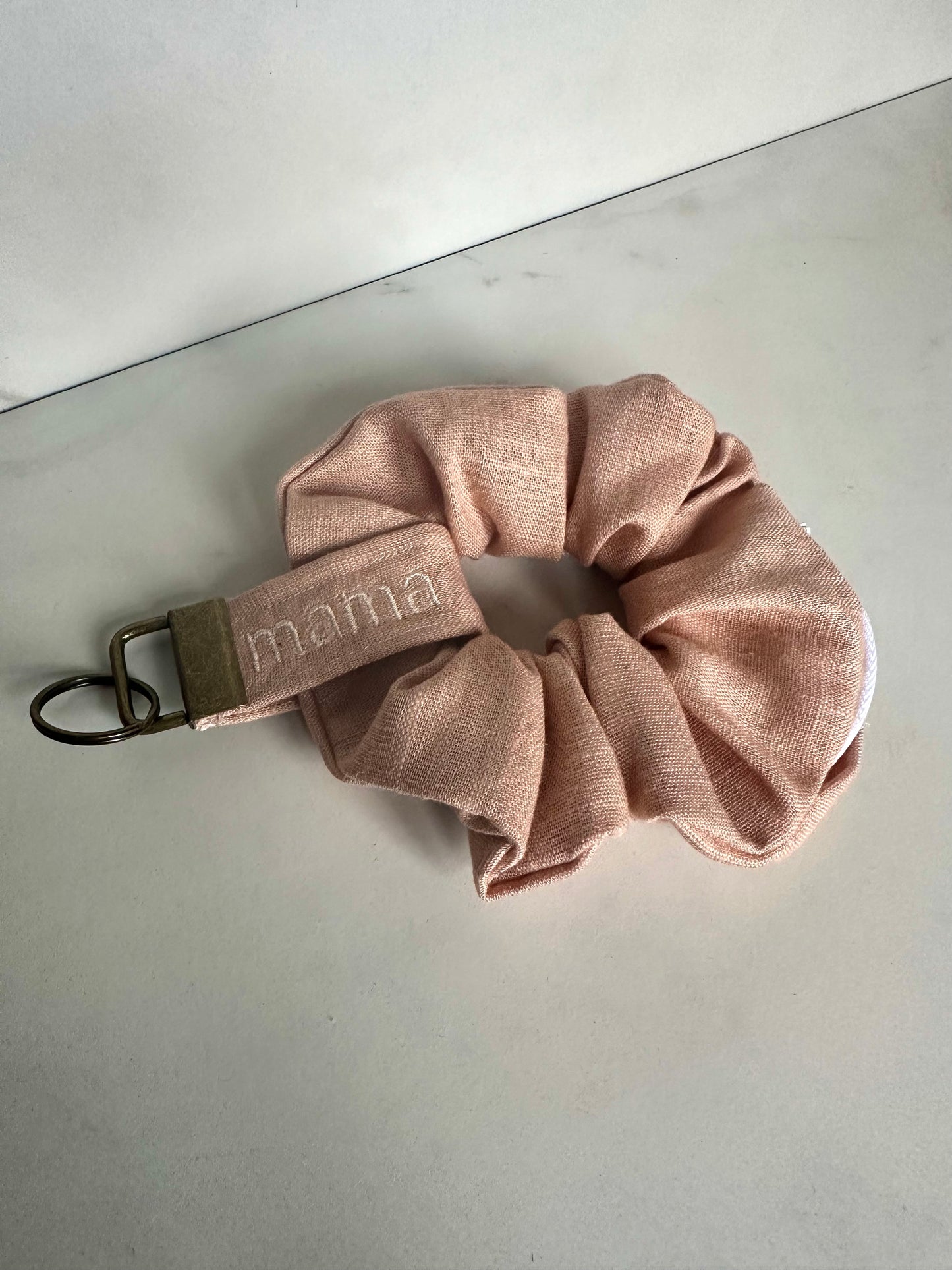 Embroidered Scrunchie Key Chain with Zipper