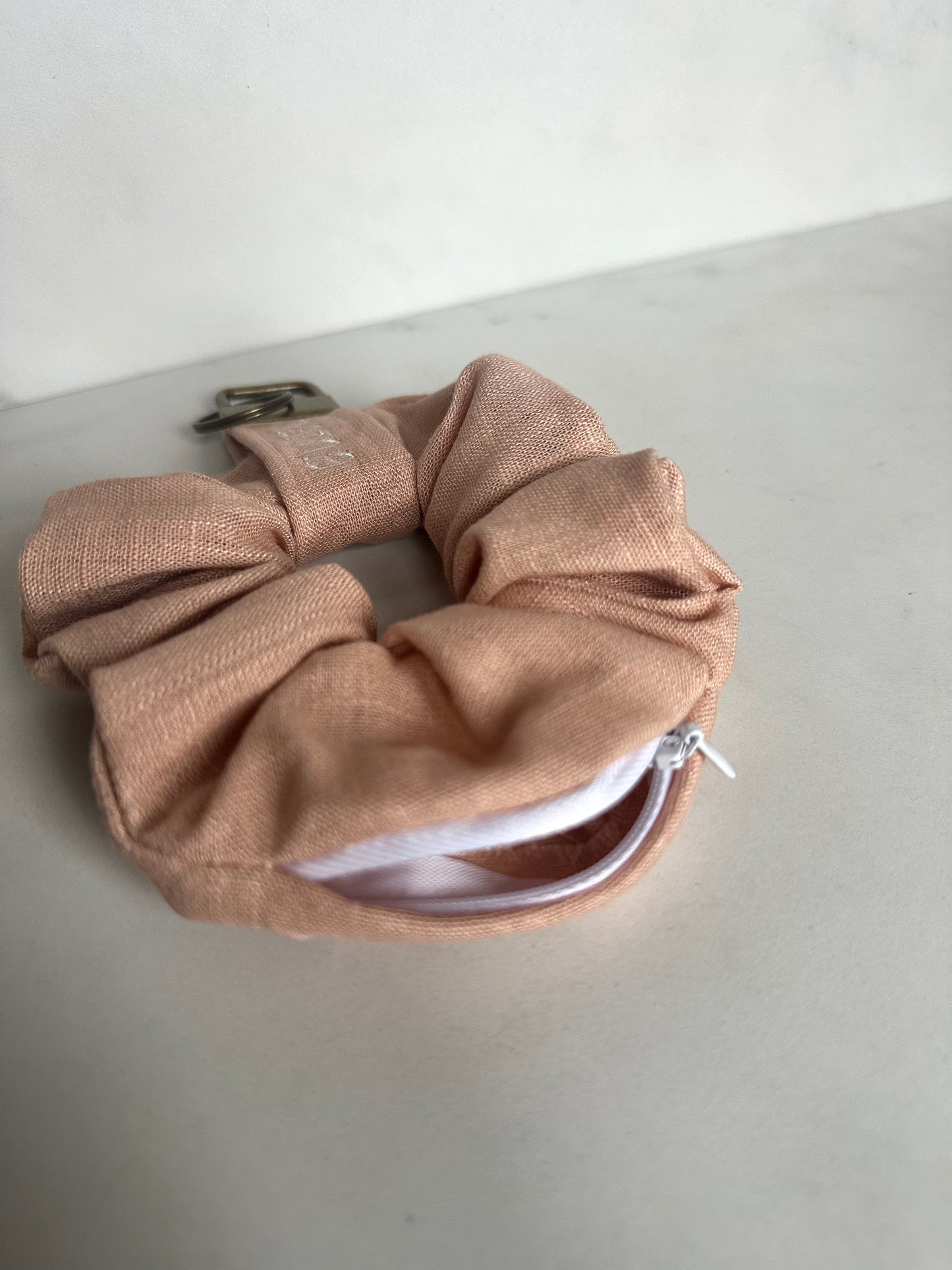Embroidered Scrunchie Key Chain with Zipper