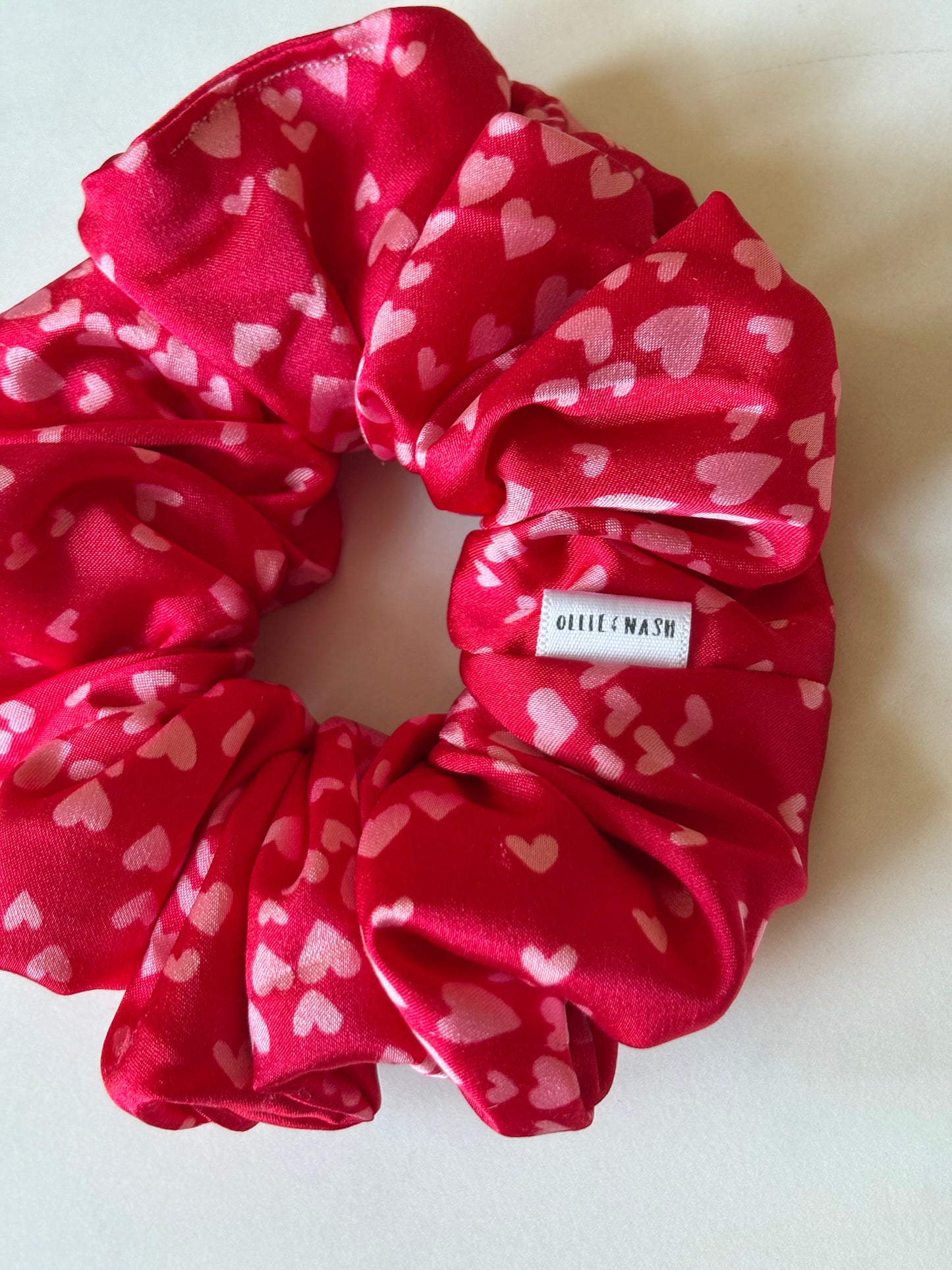 Red Silk Hearts Scrunch