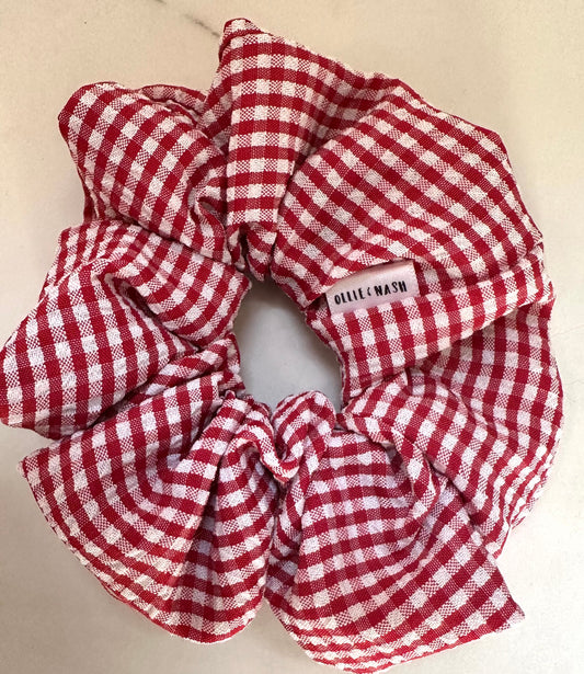 Gingham Red Hair Scrunchie