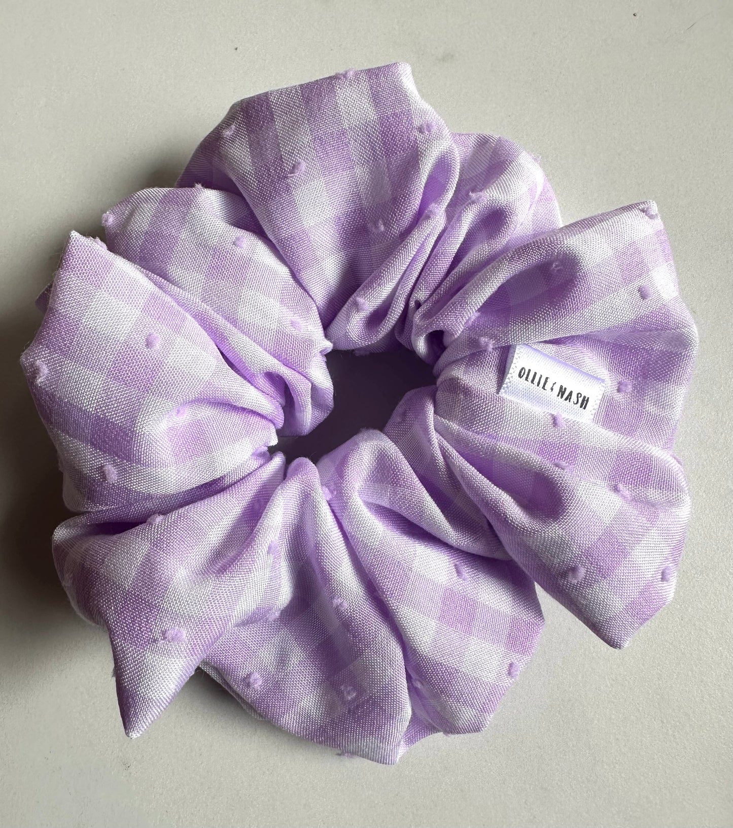 Lavender Gingham Print Scrunchie