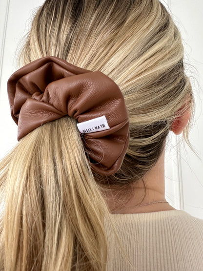 Chocolate Leather Mini Scrunchie